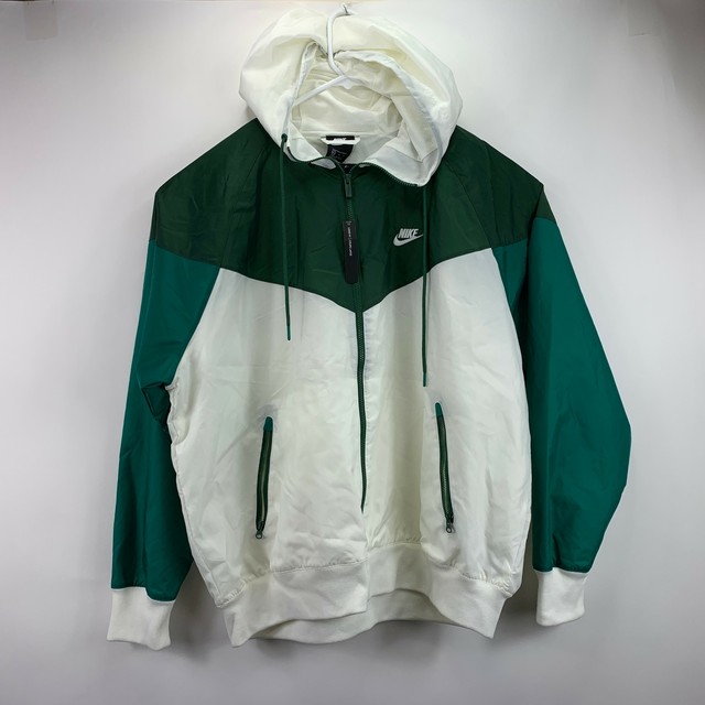 Nike Mens Sportswear Colorblock Windrunner Hooded Jacket White Green XL | eBay