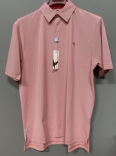 Genteal Pinstripe Polo Golf  Shirt Men's Size Large Curry Stripe Logo - NWT