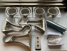 Harrison Drape 35mm Metal Curtain Pole, Elegant Brackets, Satin Silver