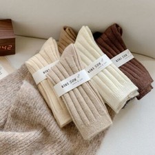 5 Pcs Womens Lady Cotton Socks Warm Classic Solid Stripe Casual Dress Work Socks