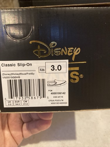VANS Disney Classic Slip On Shoes Mickey Mouse Youth Kid US Size 3 - Picture 8 of 9