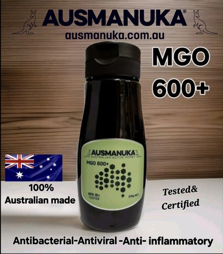 Manuka Honey MGO 600+ 375g. AUSMANUKA™. Tested & Certified. "Can't Send To W.A."