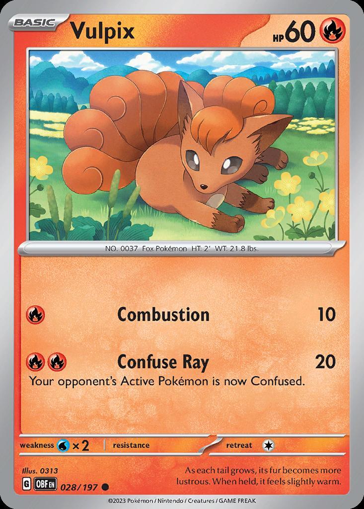 Pokemon Vulpix (28/234) Obsidian Flames LP REVERSE HOLO