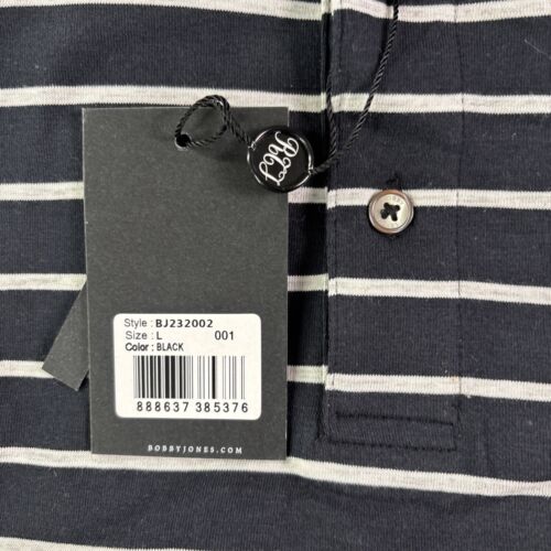 Bobby Jones Polo Golf Shirt Black & White Striped Men’s Cotton Modal SOFT - Picture 5 of 11