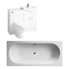 Modern Straight Double Ended Bath Suites 1700x750 with Vanity Sink Toilet Set