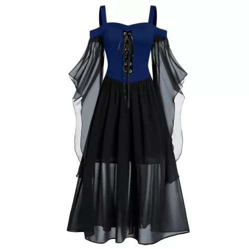 Halloween Damas Renacimiento Medieval Gótico Bruja Disfraz Vestido Elegante Juegos con disfraces - Imagen 11 de 17