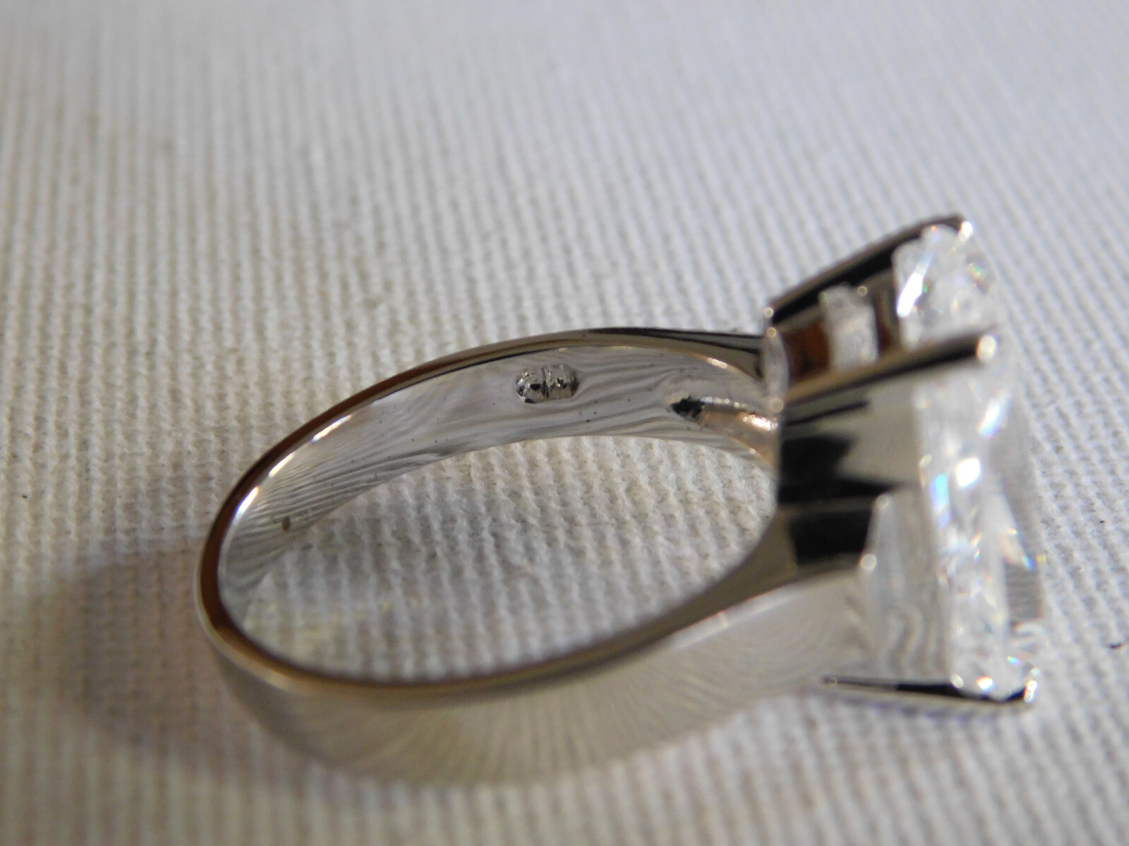 Sterling Silver Clear Stone Large Rectangle State… - image 7