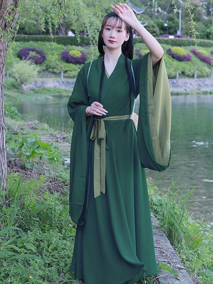 Vestido Verde Tradicional Antiguo Chino Asia Oriental Danza Juegos con disfraces Príncipe Hanfu Foto 2 de 4