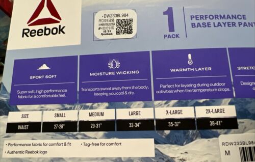 Reebok/Women's M (29-31”) Performance Base Layer Pants/ Leggings/White NEW - Picture 4 of 8