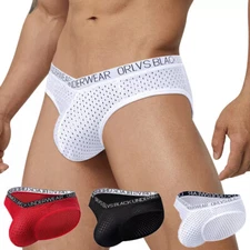 Mens Bikini Briefs Boxer Shorts Low Rise Sexy Mesh Breathable U Pouch Underwea L