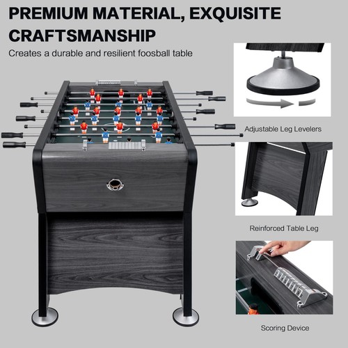 58"X35" Foosball Table Competition Soccer Table Game Heavy Duty Arcade Game Gray - Picture 4 of 13