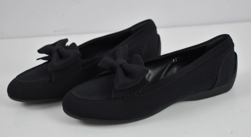 Mocasines cómodos sin cordones Walter Steiger para mujer talla 35 de tela negra con mocasines Foto 3 de 4