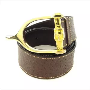 Ceinture Gucci marron cuir or plaqué or femme unisexe E1254