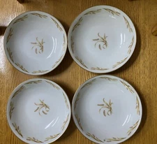 VINTAGE Abalone China Set of 5 Golden Grain Design Desert Bowls 22 K Gold 5.5”