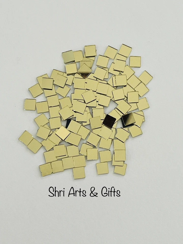 Espejos artesanales cuadrados dorados, espejos pequeños dorados de 7 mm 100 piezas para manualidades hágalo usted mismo Foto 4 de 4