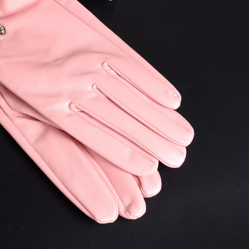 Luvas longas femininas de couro real com zíper invisível comprimento grande festa noite 70 cm - Imagem 4 de 4