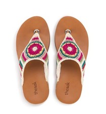 The Sak Shana Women's Thong Sandal in Crochet, Seashore Stripe With Boho Size 7