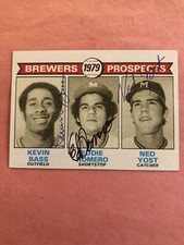 1979 Topps #708 Milwaukee Brewers Prospects Bass,Romero,Yost Autographs.