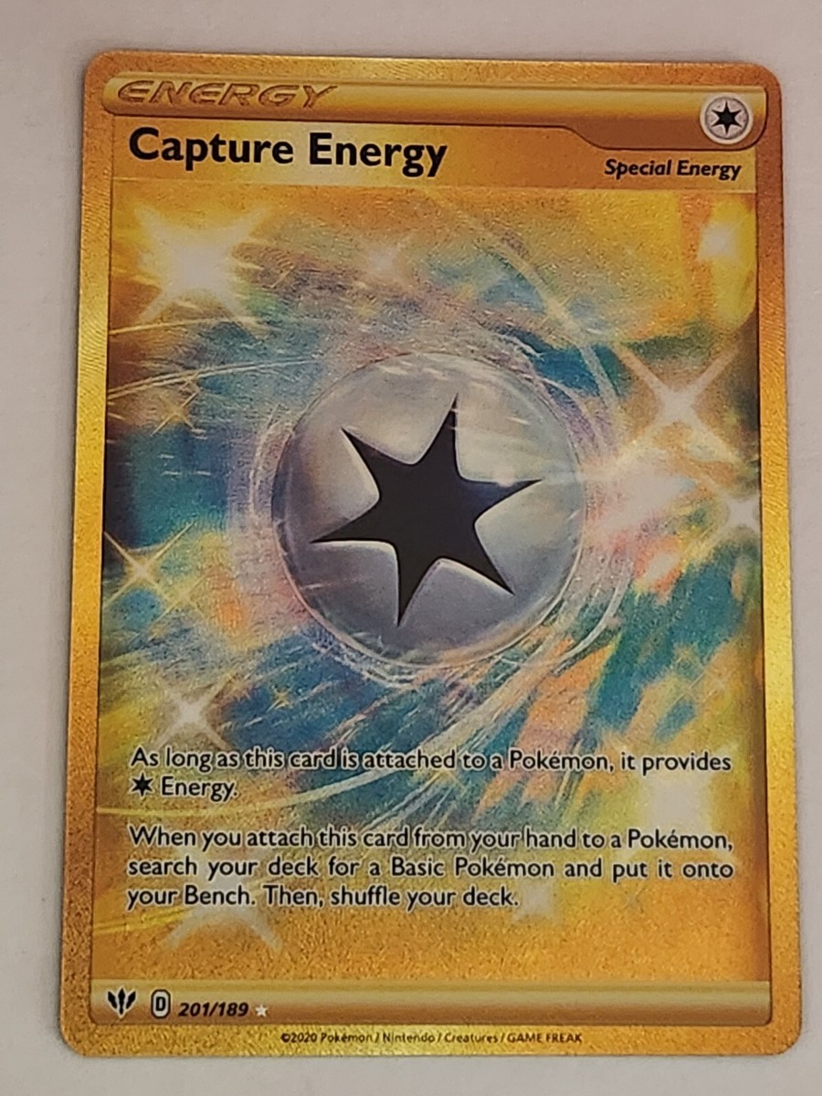 Capture Energy 201/189 Darkness Ablaze NM Full Art Gold Secret Rare Pokemon  Card