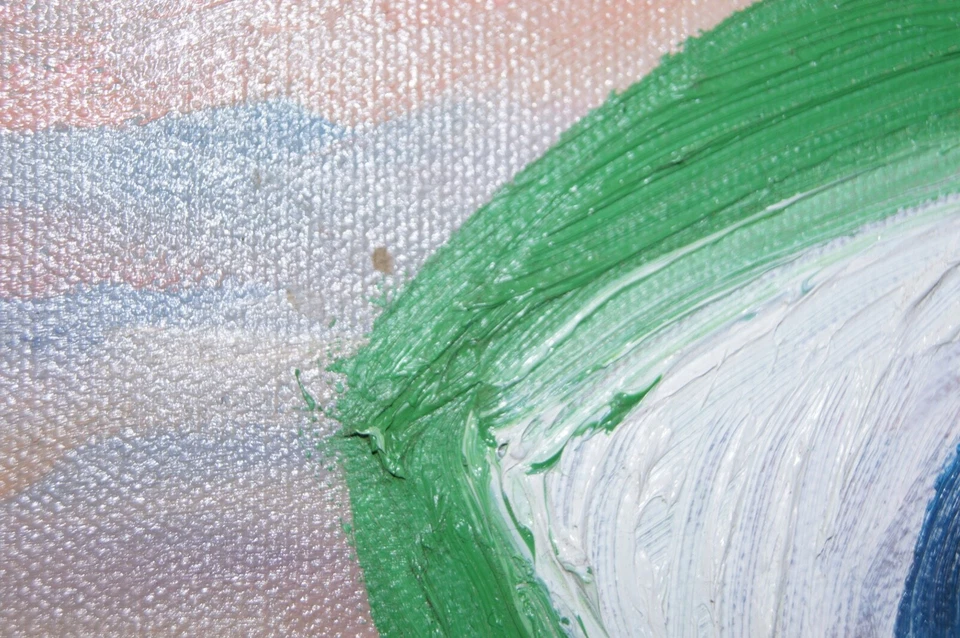 OVNI OJO DE PLAYA Psicodélico Antiguo Mod Original Pintura al Óleo ALEX CROWLEY Firmada Foto 4 de 4