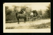 Transportation real photo postcard RPPC Cart Horse 