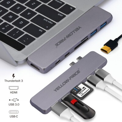USB C HUB Macbook Pro with 4K HDMI Adaptor Thunderbolt PD&Data Transfer  Port
