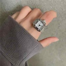 Square Mini Finger Ring Watch Simple Quartz Punk Style Couple Fashion Finger Rin