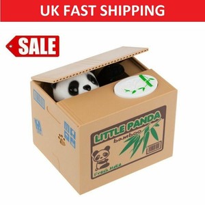 Details About Kids Gift Cute Panda Stealing Coin Money Saving Box Piggy Bank Storage Case - 