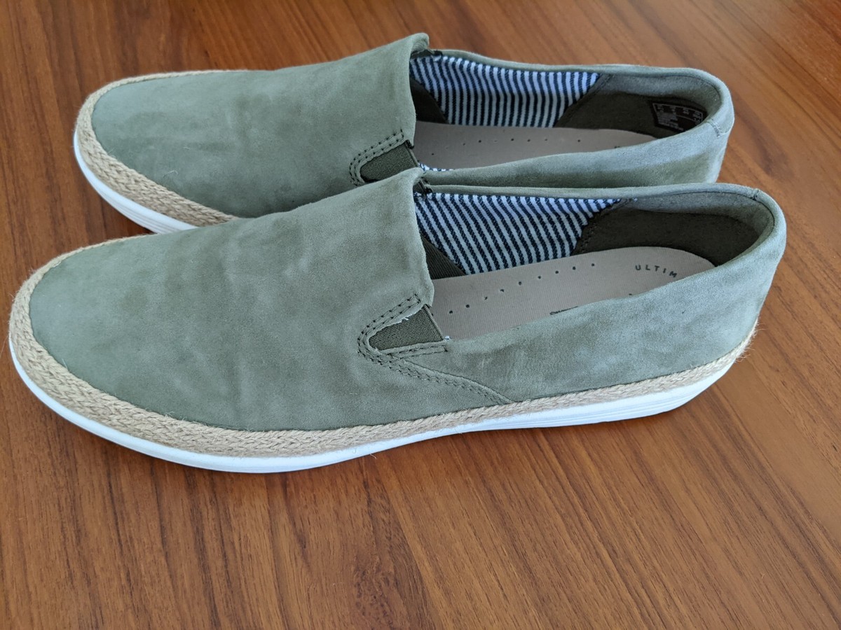 Clarks Women's Marie Pearl Loafer M Olive Suede Brand New