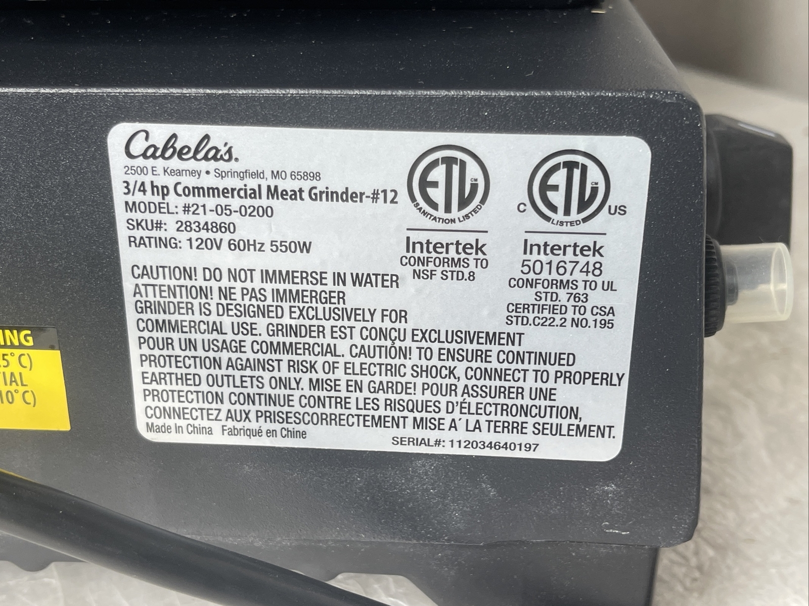 Cabela's 12 Carnivore Meat Grinder 3/4HP Open Box eBay