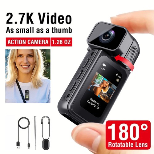 2.7K Ultra HD Action Camera Thumb Size Mini Lightweight Portable Sports Body Cam - Bild 4 von 26