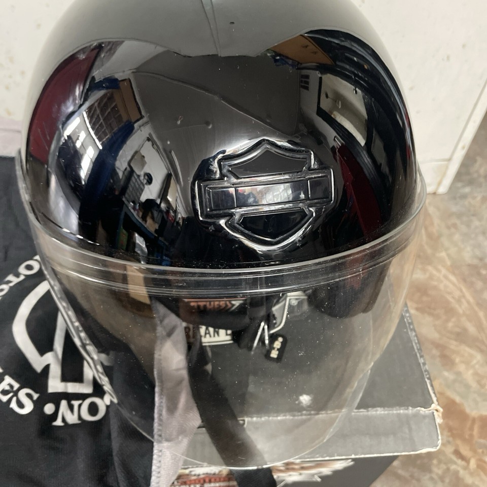 Harley Davidson Black Glossy JET II Helmet With Full Face Shield Size