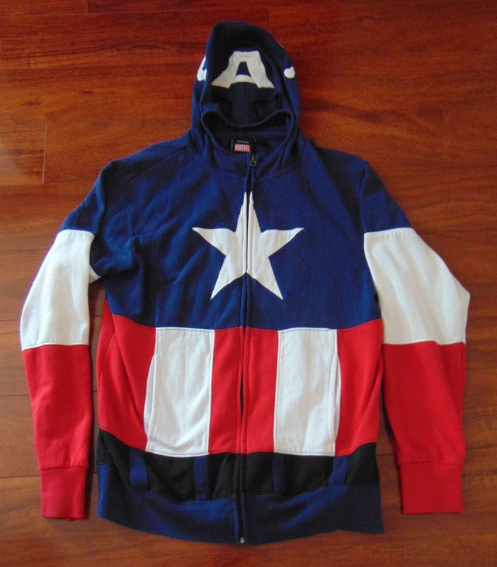 Captain America zipper hoodie with eye cutouts Mad Engine Marvel men small