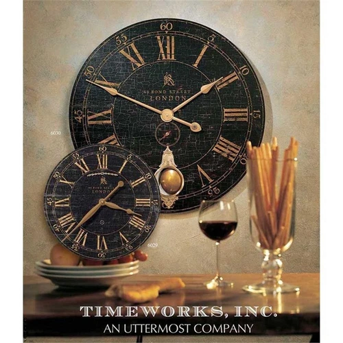 Uttermost Bond Street 18" MDF Brass and Aluminum Wall Clock in Black - Picture 1 of 2
