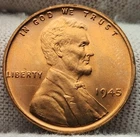 1945 Lincoln Wheat Cent, Beautiful & Brilliant Gem BU Penny, LC-45p