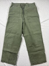 Vintage 60s Vietnam Era Army Green Trousers Mens 32 X 24 OG-107 Pants Zipper