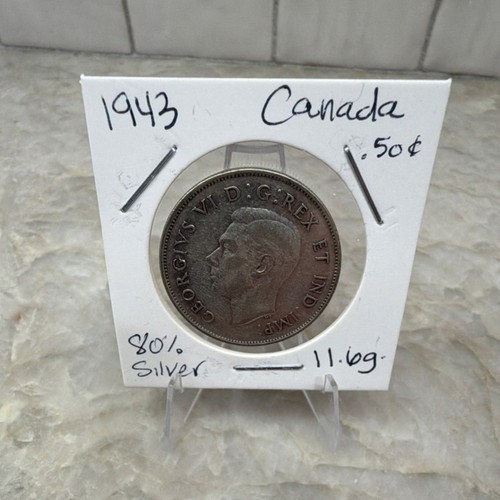 Canada Silver 50 Cents Coin 1943 50C 0.8 Fineness Uncertified
