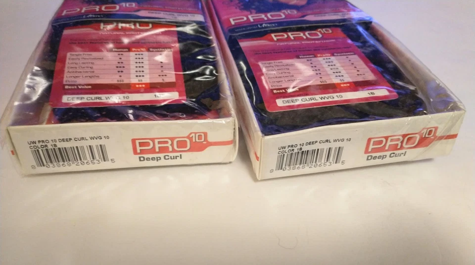 SENSATIONNEL Pro10 Proteína Natural Cabello Rizo Profundo Tejido 10 pulgadas Color 1B Lote de 2 Foto 4 de 4