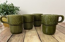 Vintage Mid Century Avocado Green Stackable C...