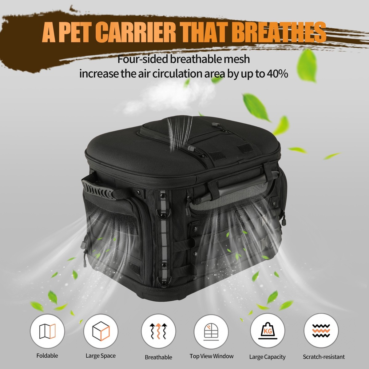 Portable Pet Carrier Weather-Proof Pet Travel Crate Motorcycle Dog