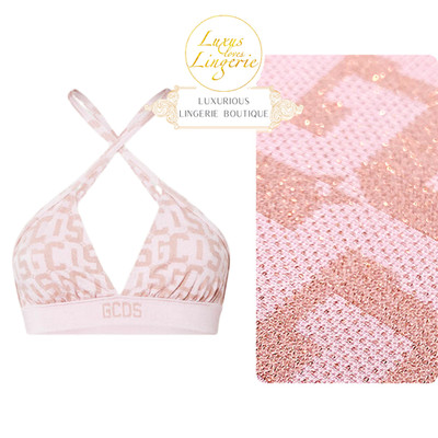 Monogram Top Sleeveless By Wolford X GCDS Pink Mono BH Bra Glitter Shine