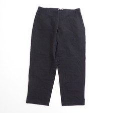 Eileen Fisher Womens Cropped Pants Black Organic Cotton Spandex Side Zip Large