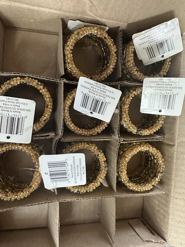 Set 8 anelli tovaglioli con perline multicolore nuovi con etichetta - Immagine 4 di 4