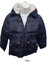 Kids Puffer Jacket Size 14 Black Sherpa Lined Hooded Heavy Winter Coat Classic