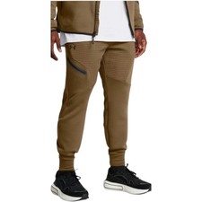 Under Armour Unstoppable Joggers Mens Size L Brown Fleece Grid 1386544-498 NWT