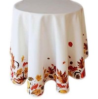 Tischdecke Herbst Rund Tafeltuch Stoff 170Cm TischwäSche Pflegeleicht Herbstlaub