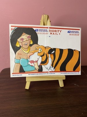 Disneys Aladdin inspiriert Jasmin handgezeichnet 228/USPS gerahmte Ohrfeige.