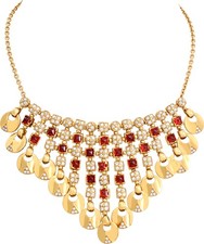 Garnet and diamond necklace in 18k yellow gold