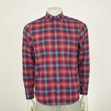 Tommy Bahama Canyon Beach Flannel Shirt Mens Small Red Blue Plaid Button Down