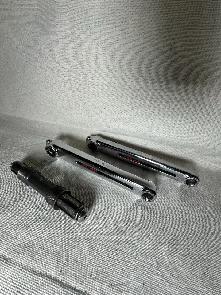 Bielas de vuelo Redline de una sola pellizca 175 mm BMX Old School listas para carreras cromadas como nuevas Foto 3 de 4